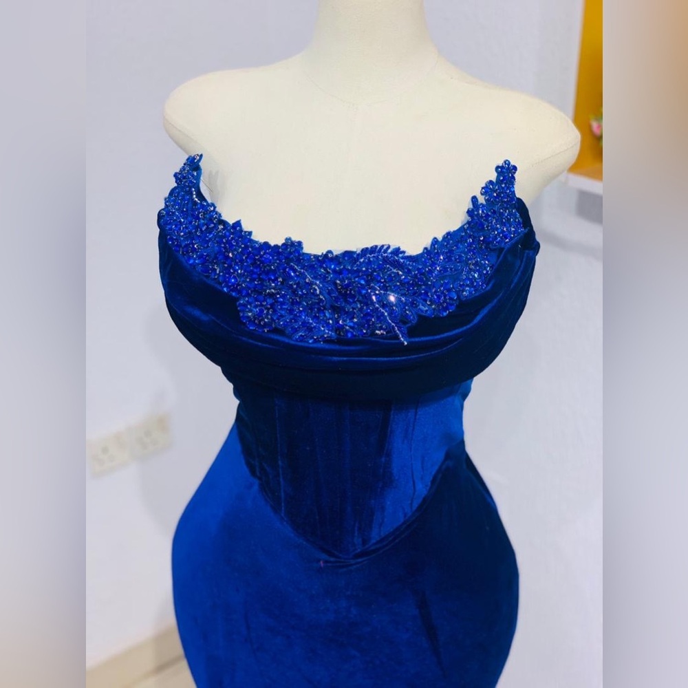 Sapphire Blue Velvet Gown